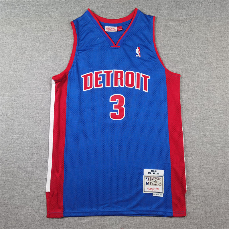 Men's Detroit Pistons Ben Wallace #3 Blue 2003/04 Hardwood Classics Swingman Jerseys