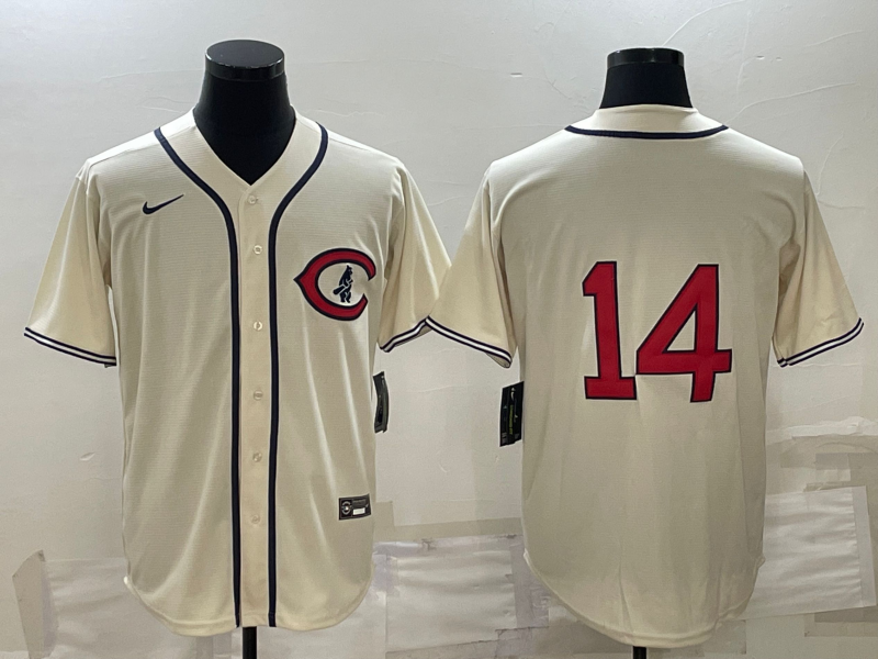 Men's Chicago Cubs Ernie Banks #14 Cream Player Name Jerseys