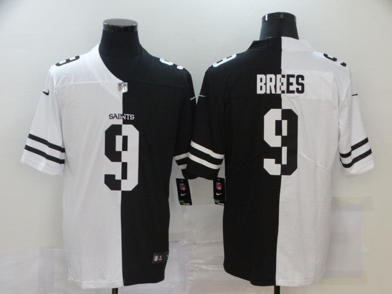 Men's New Orleans Saints Drew Brees #9 White/Black Game Jerseys