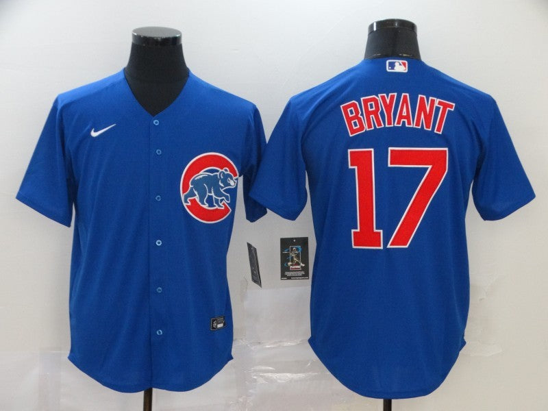 Men's Chicago Cubs Kris Bryant #17 Blue Replica Baseball Jerseys