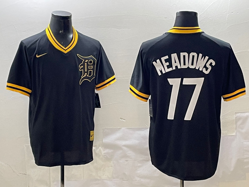 Men's Detroit Tigers Austin Meadows #17 Black Replica Player Jerseys