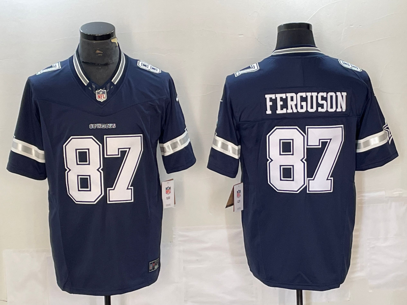 Men's Dallas Cowboys Jake Ferguson #87 Navy Game Jerseys