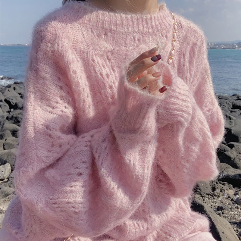 Classic Sweater Mohair Hollow Pullover Sweater Women