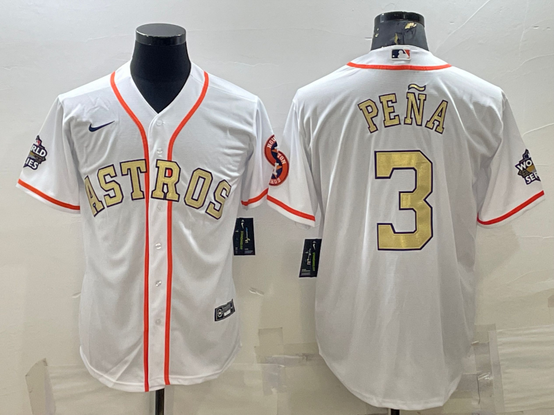 Men's Houston Astros Jeremy Pena #3 White Replica Team Jerseys
