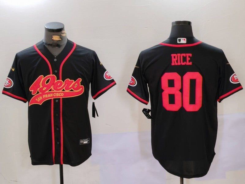 Men's San Francisco 49ers Jerry Rice #80 Black Replica Player Jerseys