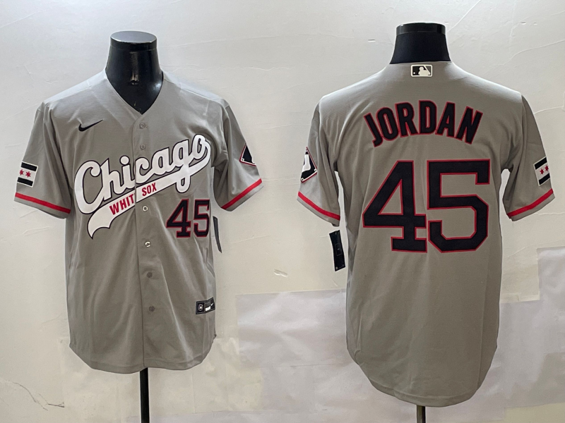 Men's Chicago White Sox Michael Jordan #45 Gray Stitched Jerseys