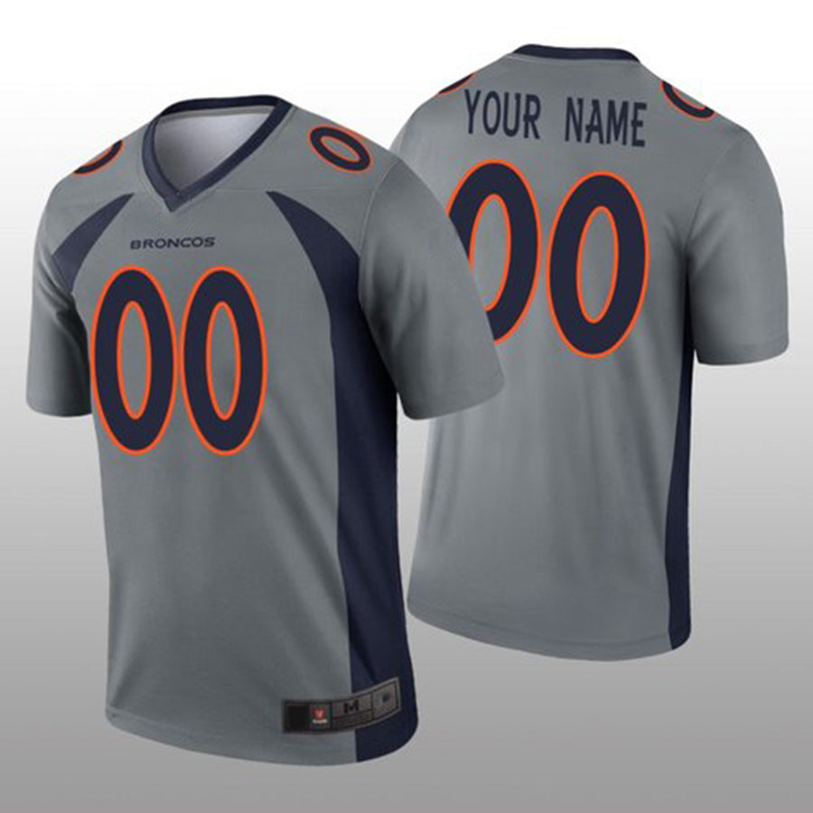 Custom1 Denver Broncos Gray Inverted Legend Jerseys Stitched Jerseys American Football Jerseys