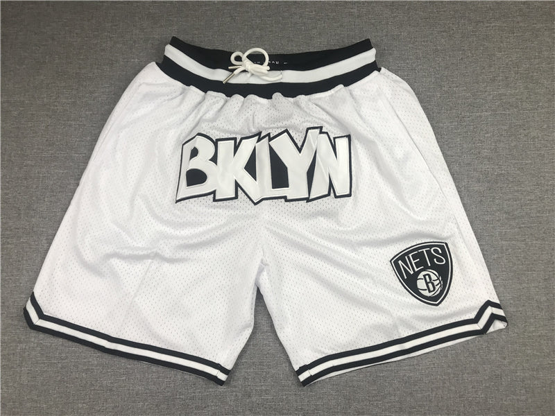Men's Brooklyn Nets White Basketball Retro Shorts1