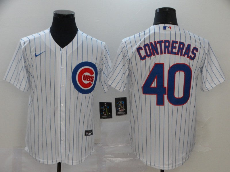 Men's Chicago Cubs Willson Contreras #40 White Replica Baseball Jerseys