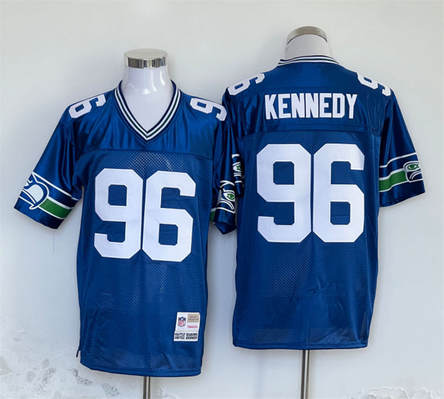 Men's Seattle Seahawks Cortez Kennedy Mitchell & Ness Royal Legacy Replica Jerseys