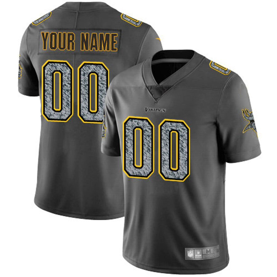 Custom1 Minnesota Vikings Gray Static Vapor Untouchable Limited Jerseys Stitched Jerseys Football Jerseys