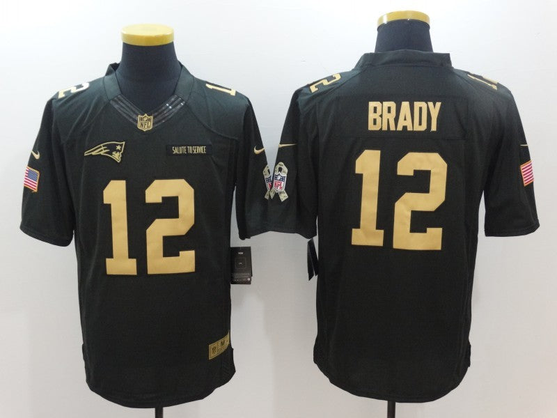 Men's New England Patriots #12 Tom Brady Black Player Jerseys