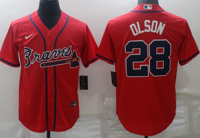 Men's Atlanta Braves Matt Olson #28 Red Replica Jerseys