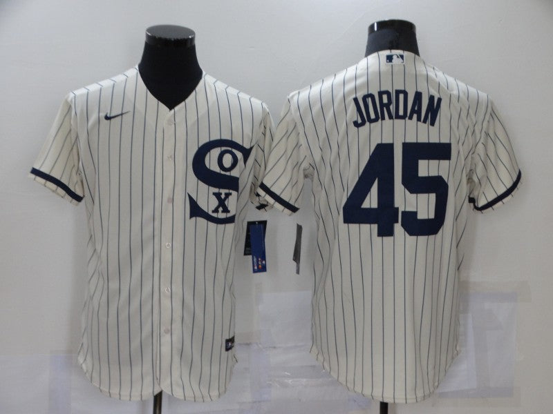 Men's Chicago White Sox Michael Jordan #45 Beige Replica Baseball Jerseys