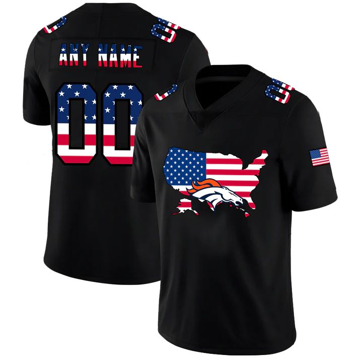 Custom1 Denver Broncos Football Black Limited Fashion Flag Stitched Jerseys  American Football Jerseys