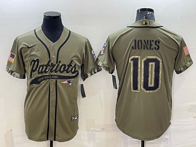 Men's New England Patriots Mac Jones #10 Olive 2022 Salute To Service Limited Jerseys Joint Edition