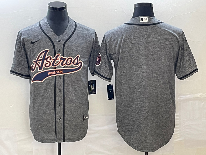 Men's Houston Astros Gray Joint Edition Replica Blank Jerseys