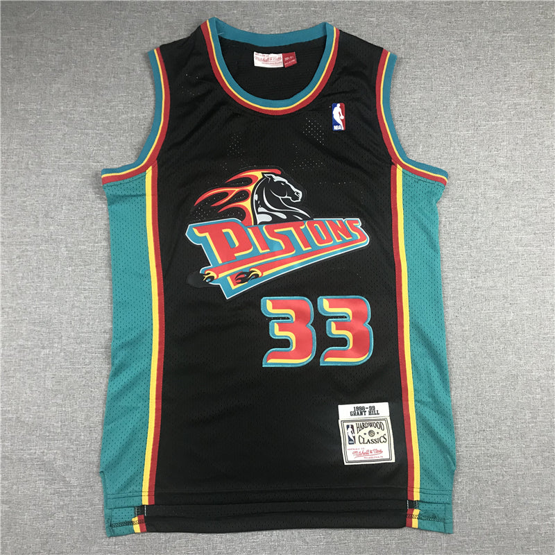 Men's Detroit Pistons Grant Hill 1998-99 Black Hardwood Classics Swingman Jerseys