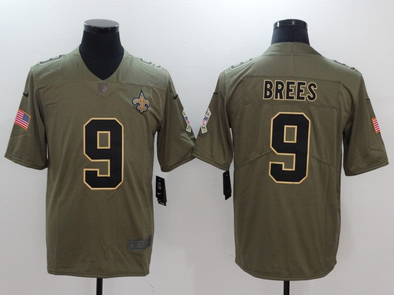 Men's New Orleans Saints Drew Brees #9 Brown Game Jerseys
