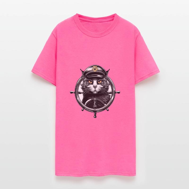 Cat Captain at the Helm - Maritime Animal Design