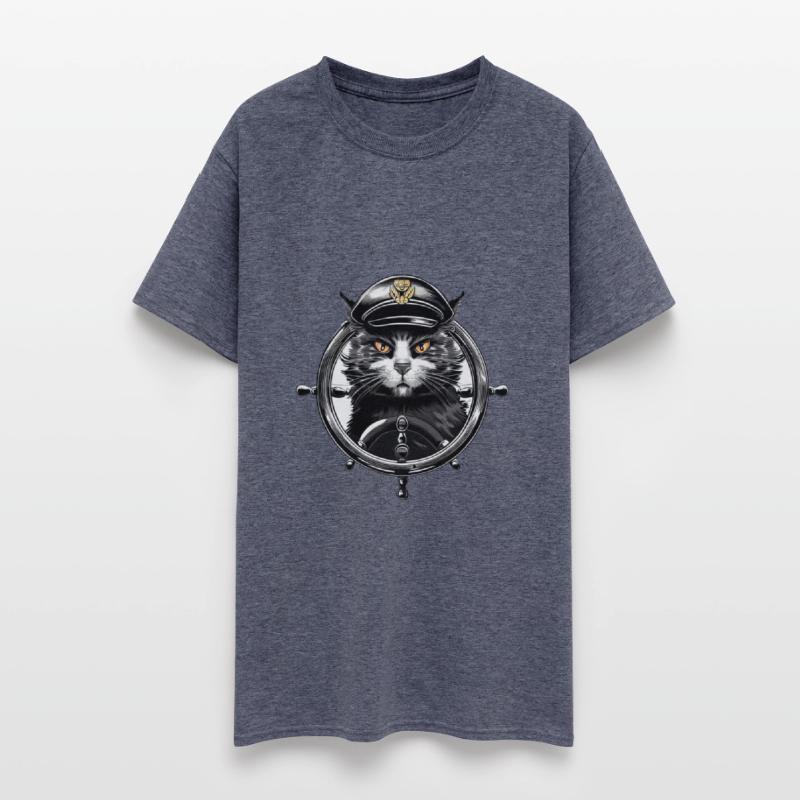 Cat Captain at the Helm - Maritime Animal Design