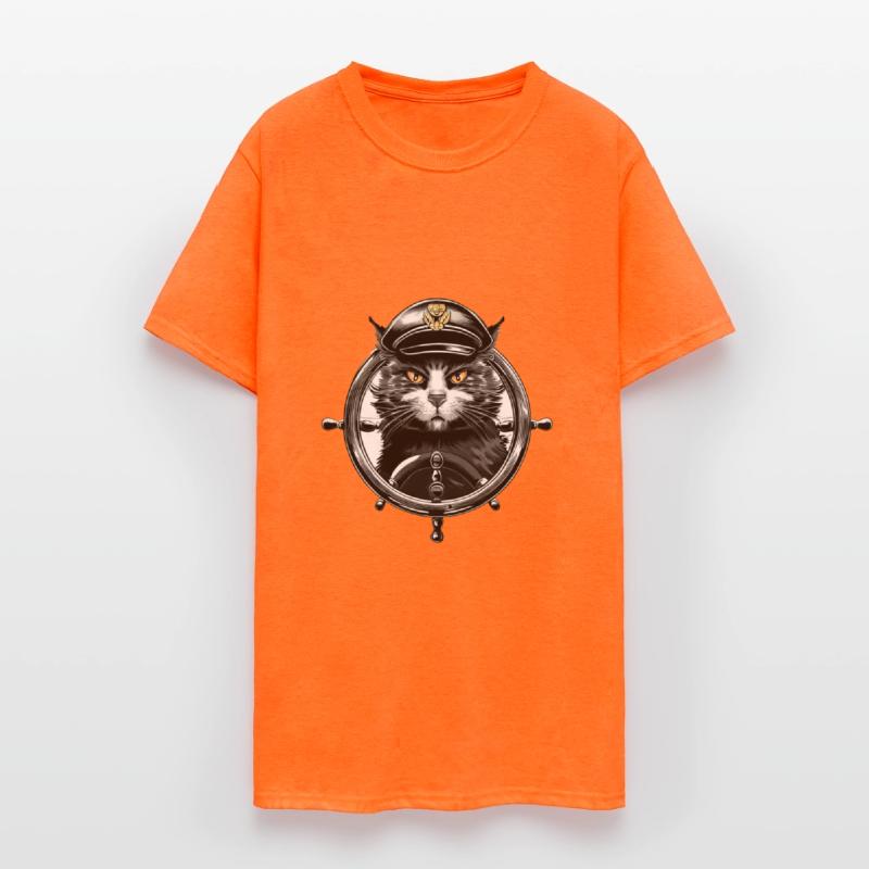 Cat Captain at the Helm - Maritime Animal Design