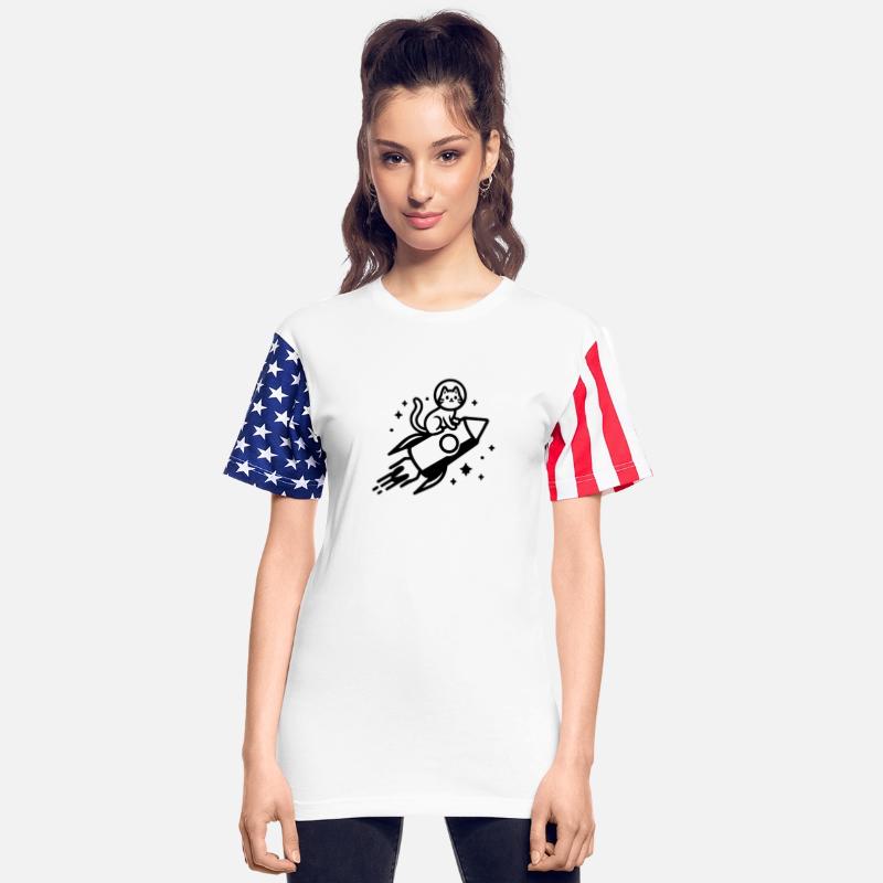 Cat riding a rocket ship