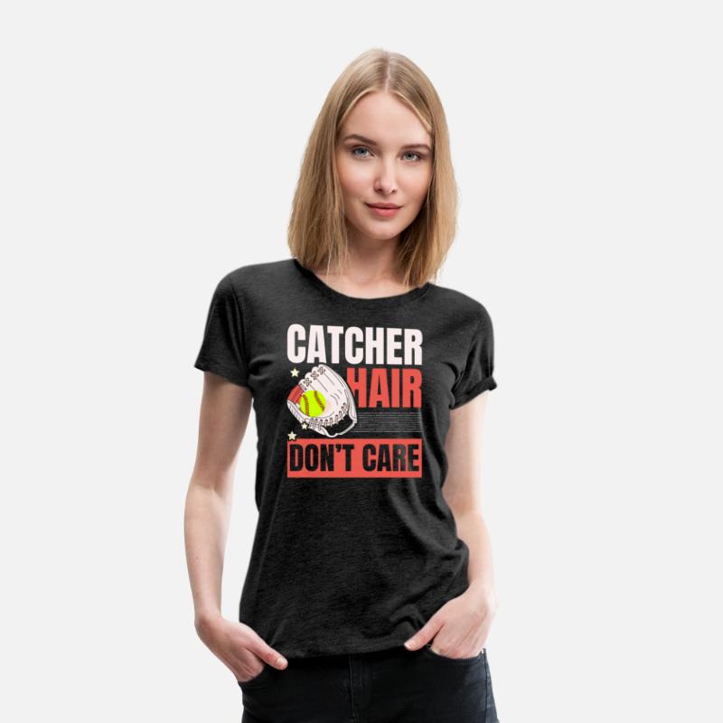Catcher Hair Don't Care Softball Player Sports