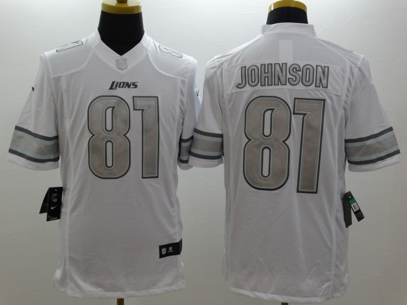 Men's Detroit Lions Calvin Johnson #81 White Game Player Jerseys