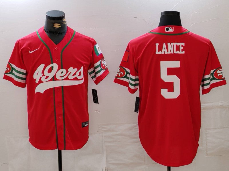 Men's San Francisco 49ers Trey Lance #5 Scarlet Player Game Jerseys