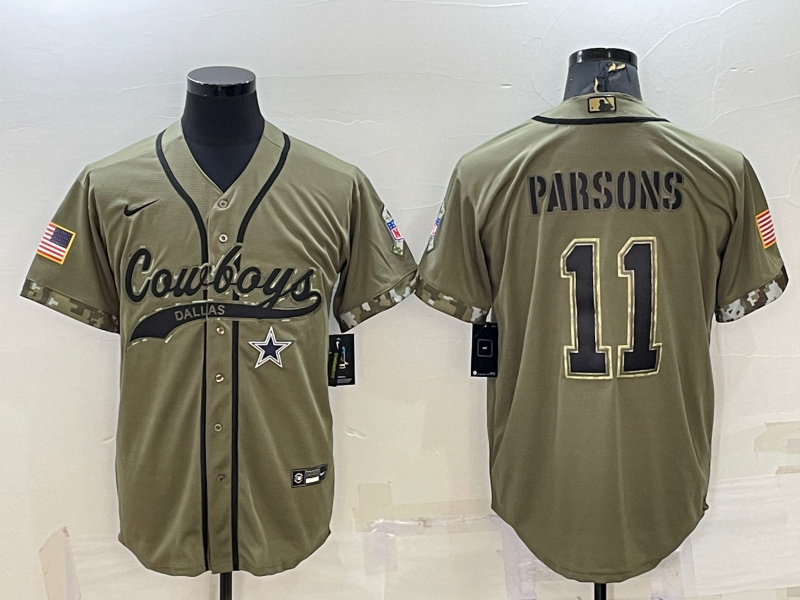 Men's Dallas Cowboys Micah Parsons #11 Olive 2022 Salute To Service Limited Jerseys Joint Edition