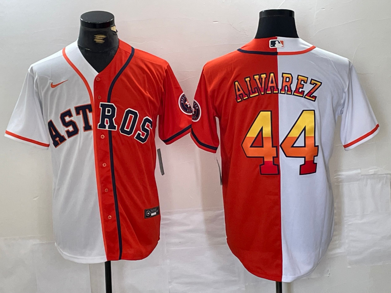 Men's Houston Astros Yordan Alvarez #44 White/Orange Replica Player Jerseys