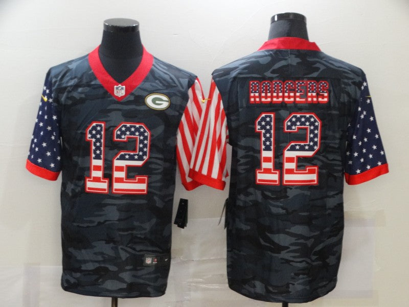 Men's Green Bay Packers Aaron Rodgers #12 Gray Camouflage Game Player Jerseys