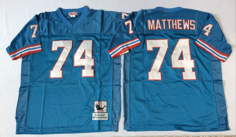 Men's Tennessee Oilers Bruce Matthews #74 Light Blue Legacy Replica Jerseys