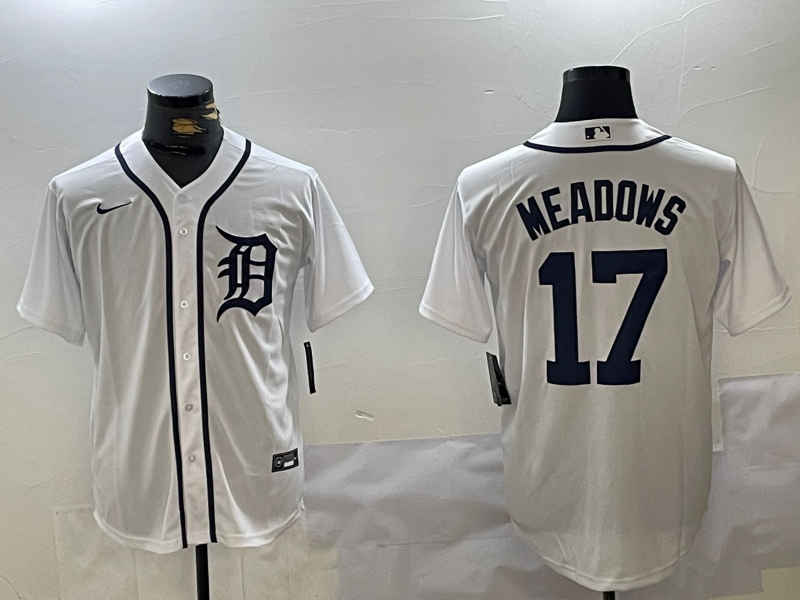 Men's Detroit Tigers Austin Meadows #17 White Home Limited Player Jerseys