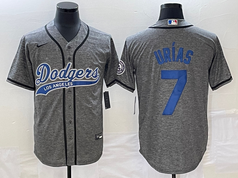Men's Los Angeles Dodgers Julio Urias #7 Gray Game Jerseys Joint Edition