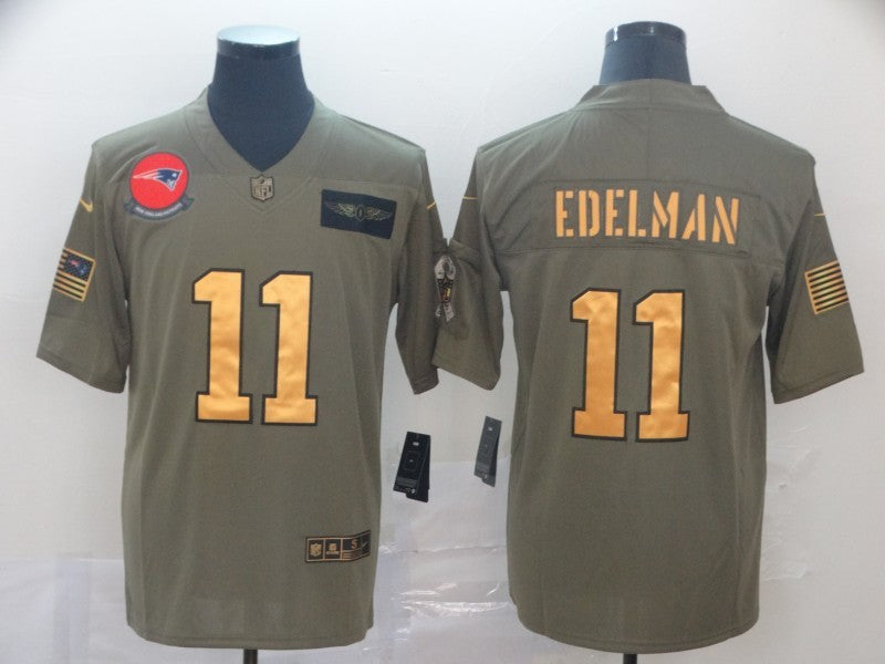 Men's New England Patriots Julian Edelman #11 Brown Game Player Jerseys