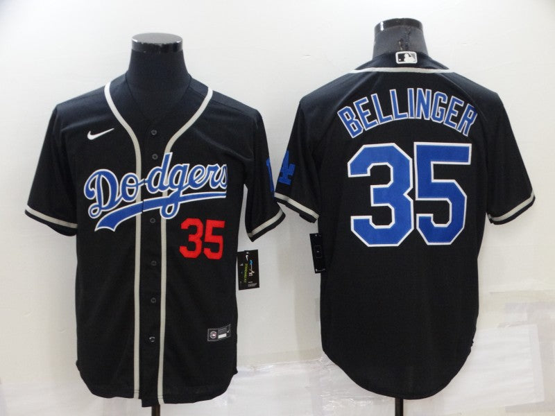 Men's Los Angeles Dodgers Cody Bellinger #35 Black Game Player Jerseys