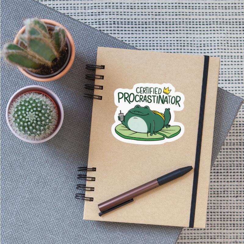 Certified Procrastinator Frog Sticker