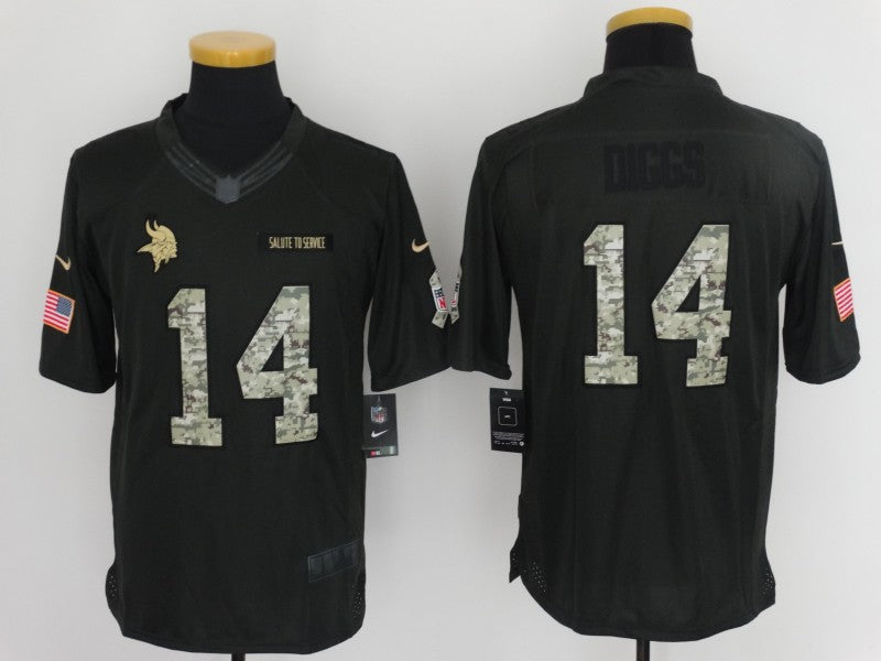 Men's Minnesota Vikings Stefon Diggs #14 Black Alternate Game Jerseys