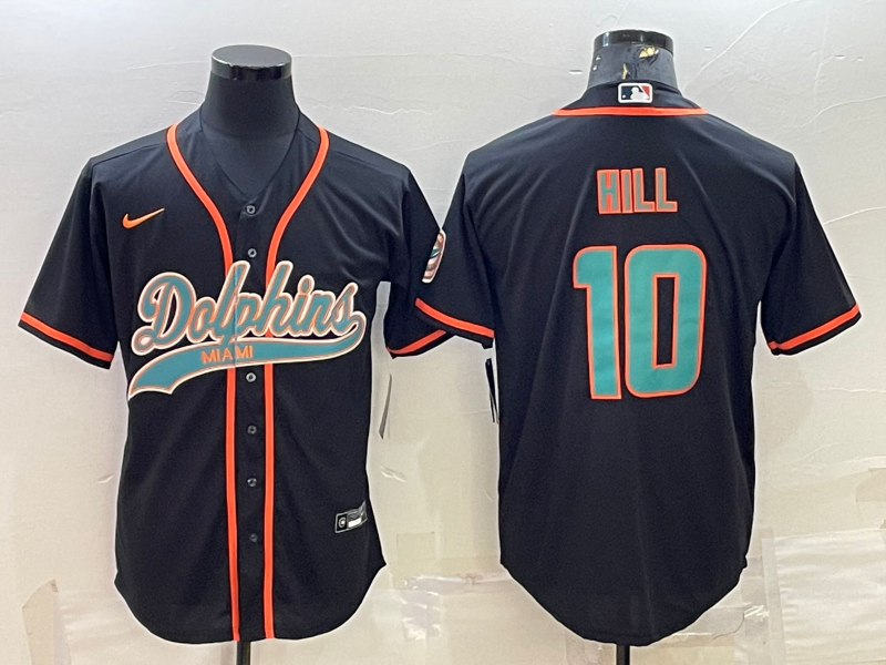 Men's Miami Dolphins Tyreek Hill #10 Black Game Jerseys Joint Edition