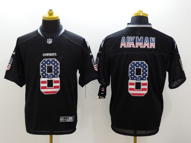 Men's Dallas Cowboys Troy Aikman #8 Black Game Jerseys