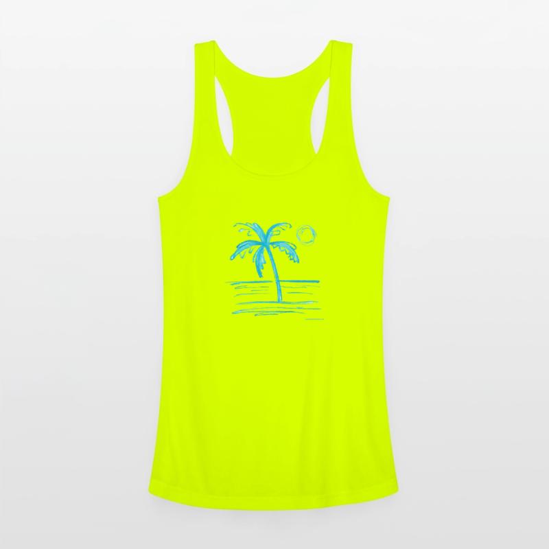 Cheerful Crayon Illustration Of A Tropical Scene