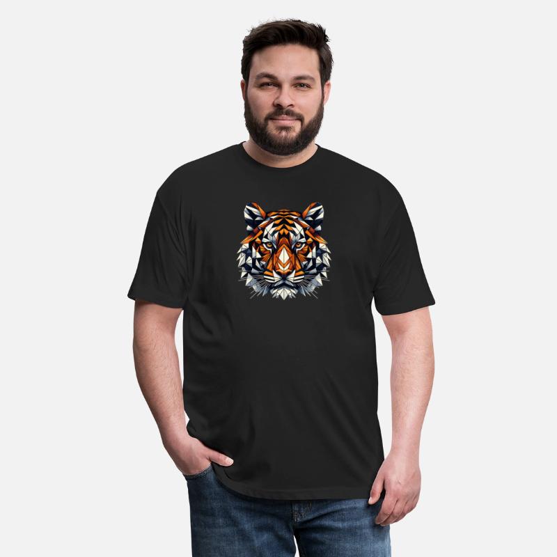 Colorful, geometric tiger head - polygon motif