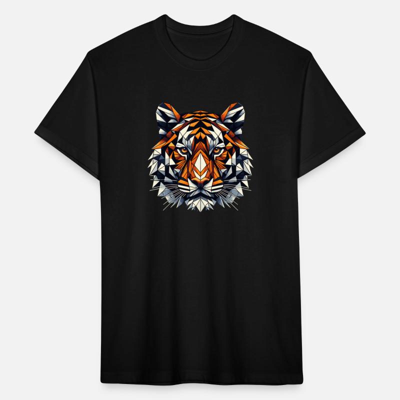 Colorful, geometric tiger head - polygon motif