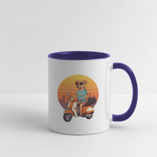 Cool Dog on Scooter Sunset Retro City Art Print
