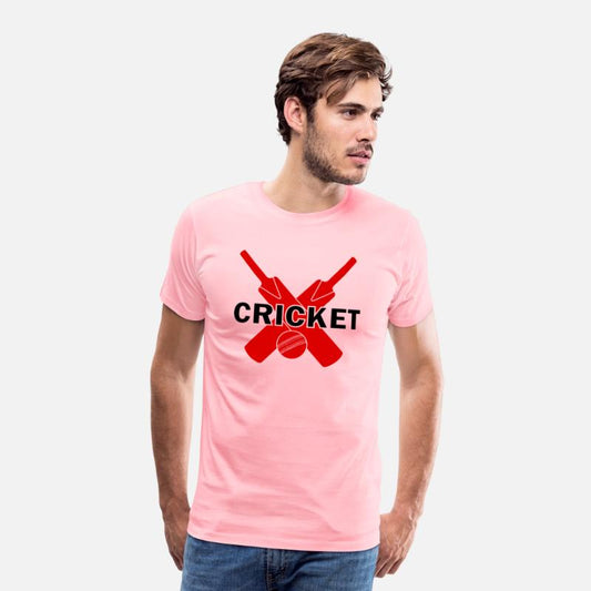 Cricket logo red black with bat and ball. Bat and