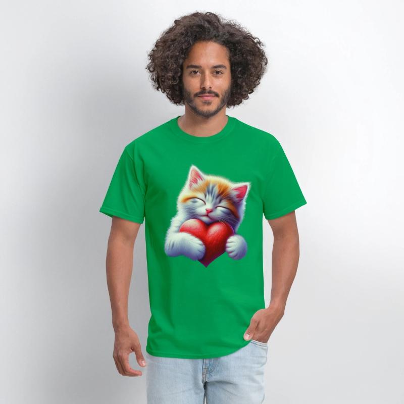 Cute Cat Hugging Valentine Heart Love Cat