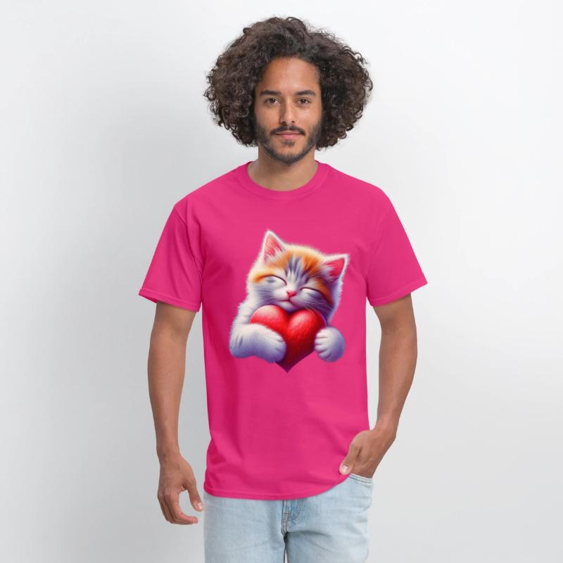 Cute Cat Hugging Valentine Heart Love Cat