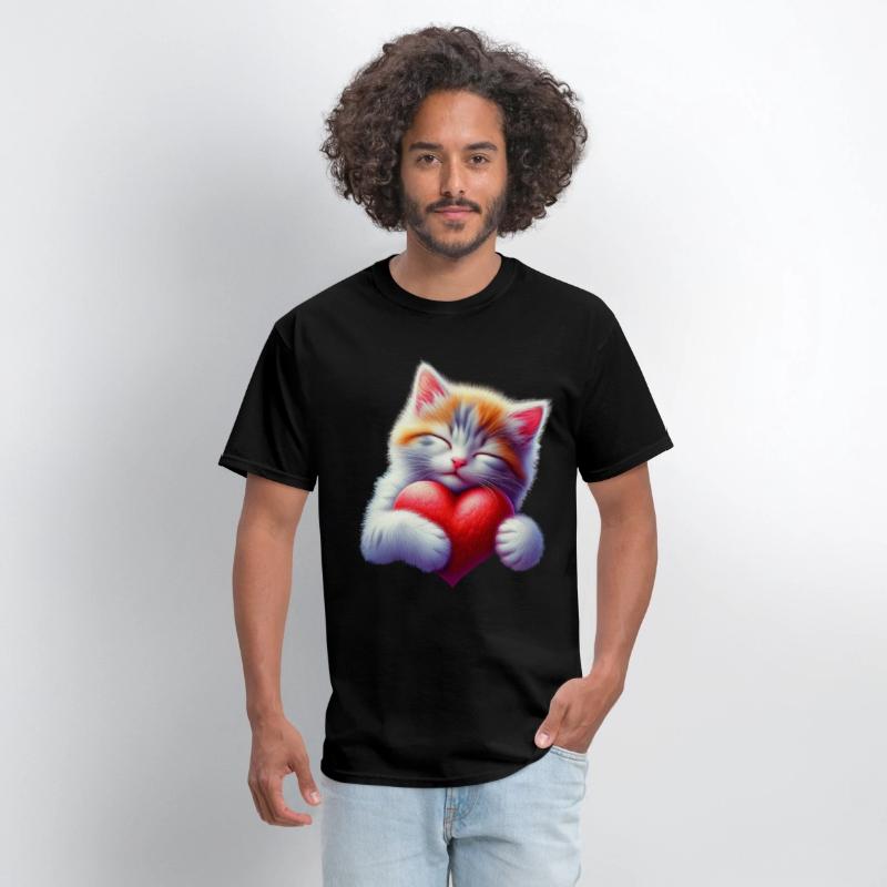 Cute Cat Hugging Valentine Heart Love Cat